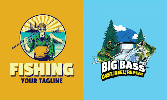 Gig Preview - Design retro outdoor mountain mascot fishing logo