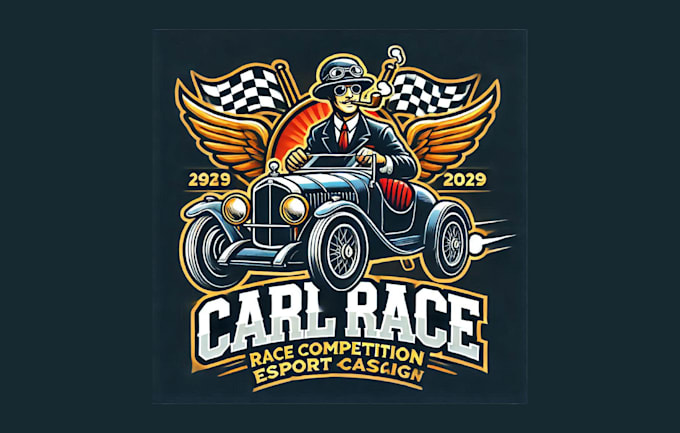 Gig Preview - Design classic car race competition cartoon, character mascot logo