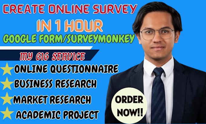 Gig Preview - Create google form surveymonkey online survey questionnaire in 1 hour