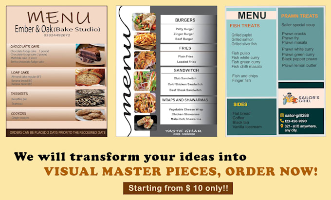 Gig Preview - Create menu design for your restaurant or food chain