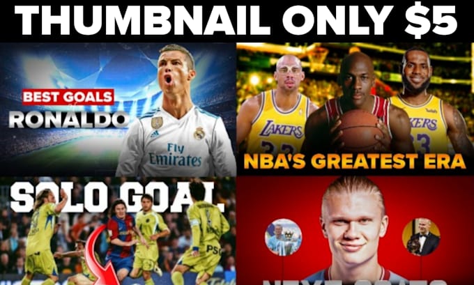 Gig Preview - Design sports thumbnails for football and nba