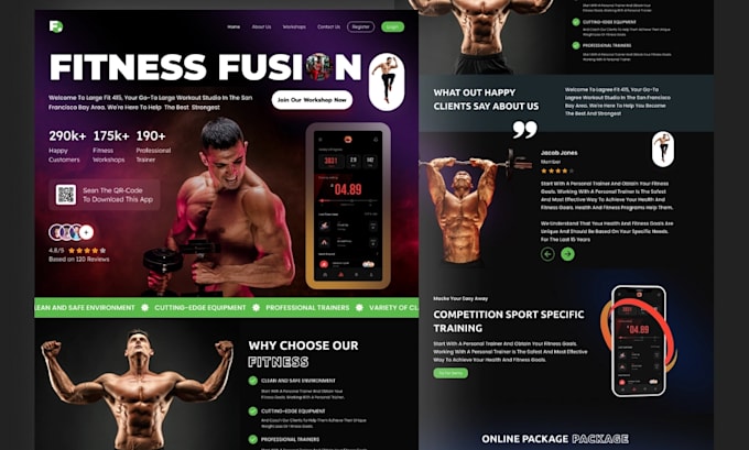 Gig Preview - Design personal trainer, fitness health trainer, coach, yoga, gym website