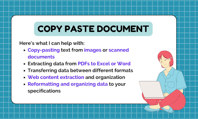 Gig Preview - Do copy paste document from image, hard copy and more