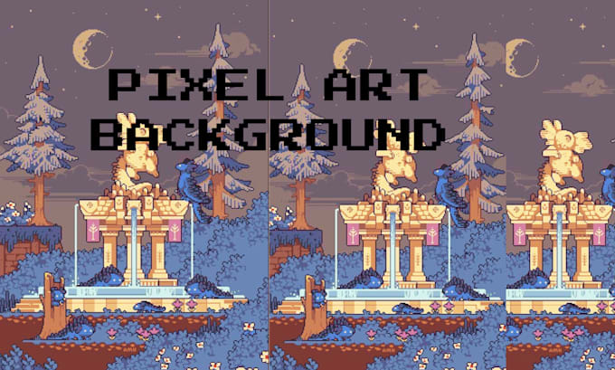 Gig Preview - Pixel art background, tileset scene and landscape animation, roblox map game art