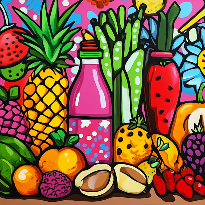 Bestseller - do create a illustration of food pop art