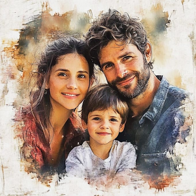 Gig Preview - Do family portrait into a digital watercolor painting