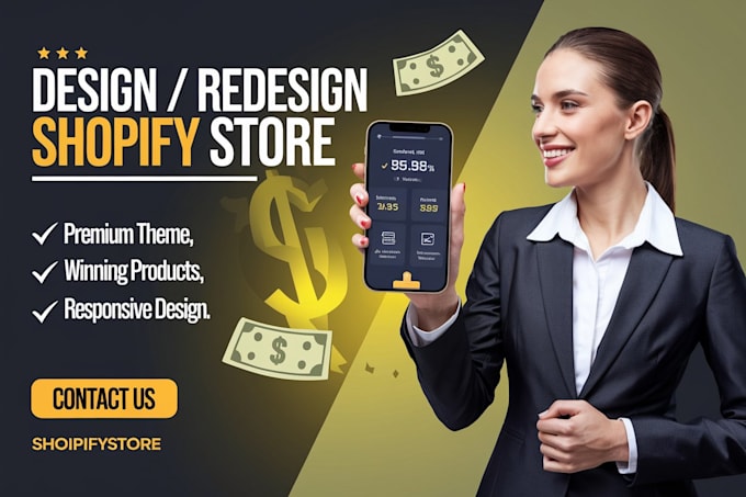 Gig Preview - Build shopify store design, redesign shopify ecommerce website development