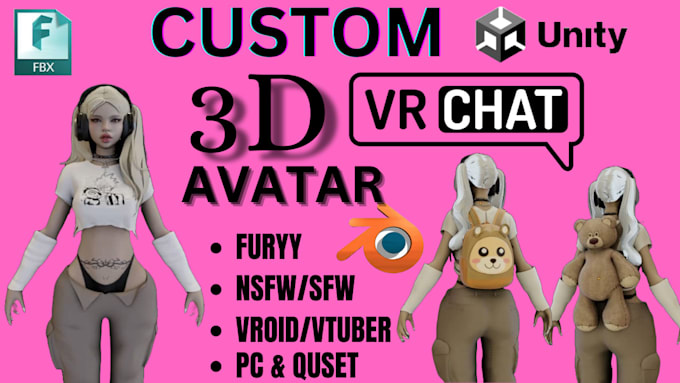 Bestseller - create a vrchat avatar vr  character vtuber model 3d model