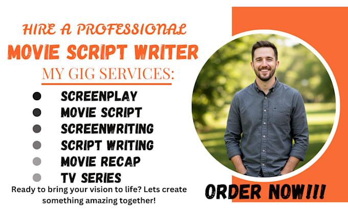 Gig Preview - Be your scriptwriter for screenplays youtube movie scripts podcast video scripts