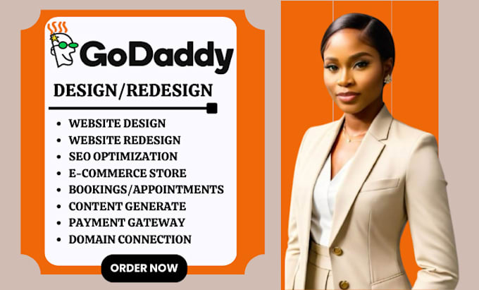 Gig Preview - Do godaddy website design godaddy website redesign develop godaddy website