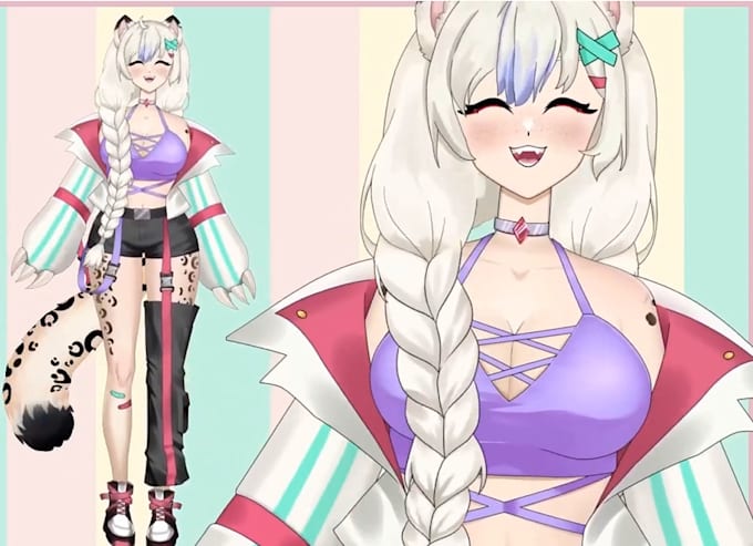 Gig Preview - Draw and rig vtuber model, 2d vtuber rigging, cute live2d vtuber model