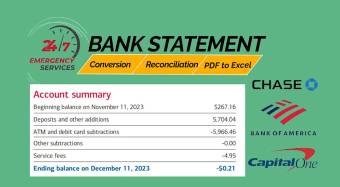 Gig Preview - Convert bank statement PDF to excel, CSV or google sheet