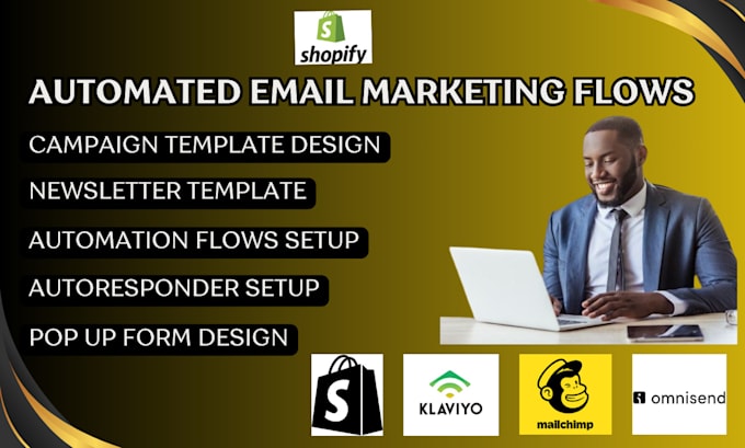 Gig Preview - Setup automated email marketing flows for shopify in klayivo mailchimp omnisend