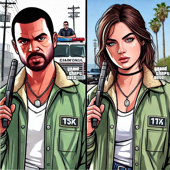 Gig Preview - Draw amazing gta style cartoon portrait from your photo