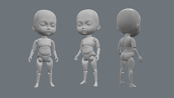 Gig Preview - Sculpt toy design, 3d doll, 3d bjd model, ball joint doll, articulated model toy