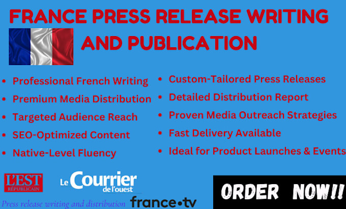 Gig Preview - Do top premium france press release distribution and writing