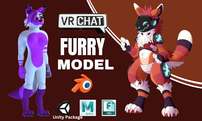 Gig Preview - Model unique vrchat protogen furry avatar 3d anime character model from scratch