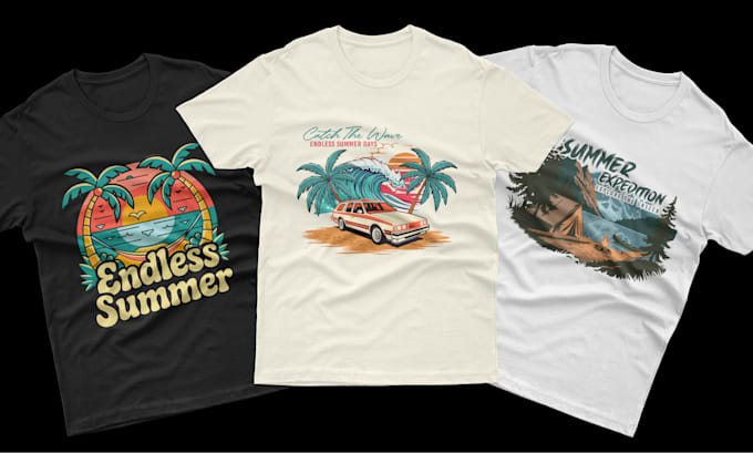 Gig Preview - Design retro vintage summer, beach, and island t shirts