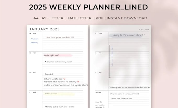 Gig Preview - Design 2025 daily, weekly journal, goal tracker, 2025 journal, journal mockup