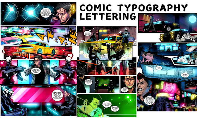 Gig Preview - Comic book graphics novel lettering, 3d typography font logo