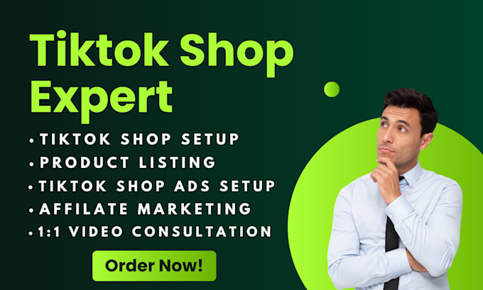 Gig Preview - Setup tiktok shop, manage tiktok shop, tiktok ads, affiliate marketing