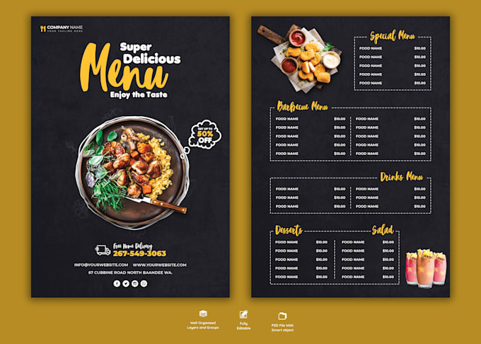 Gig Preview - Do professional restaurant menu design, food menu or digital menu