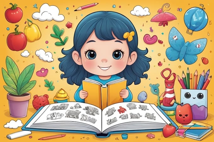 Bestseller - do children book cute illustration kid activity book, coloring book puzzle book