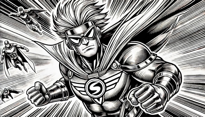 Bestseller - draw black and white comic superhero character line art