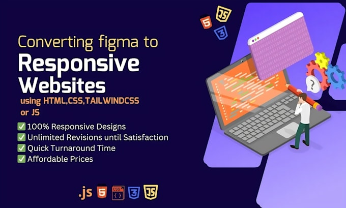 Gig Preview - Convert figma to responsive pages using html, tailwind css and js