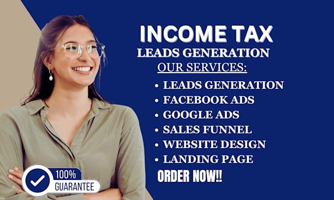 Gig Preview - Generate income tax leads tax finance leads income tax website tax website