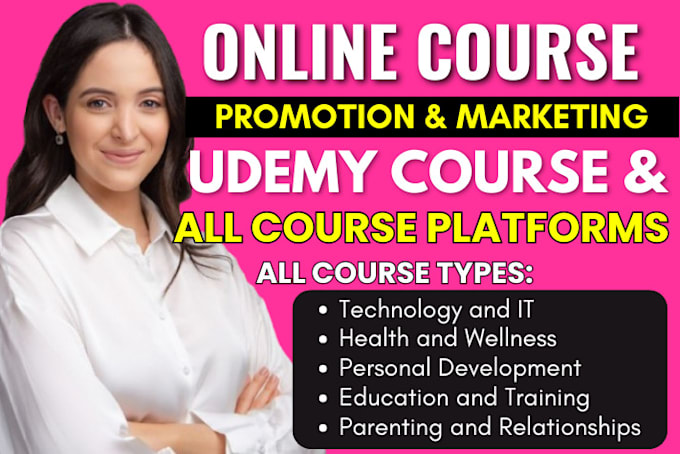 Gig Preview - Online course promotion udemy course promotion kajabi thinkific course marketing