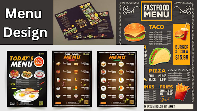 Gig Preview - Design restaurant menu, food menu price list bar cafe menu flyer digital TV menu