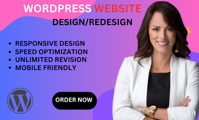 Gig Preview - Create a professional wordpress website design or redesign with web blog