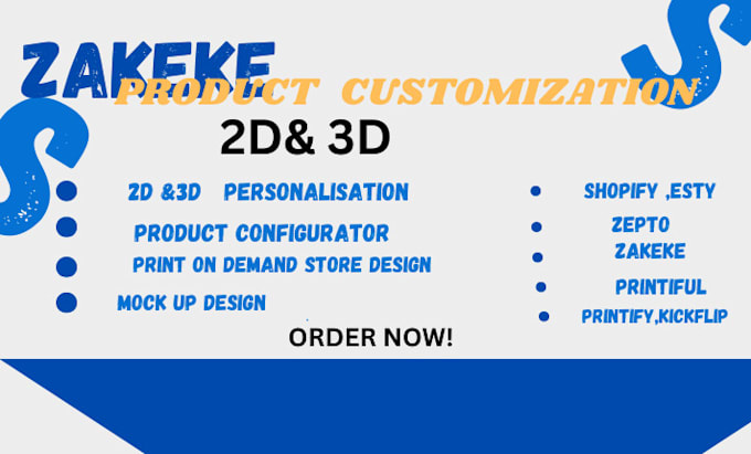 Gig Preview - 3d animated shopify store with shopify zakeke 3d product configuration and frame