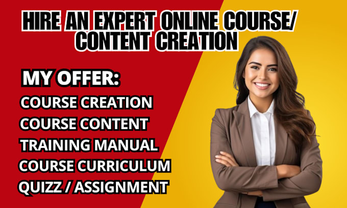 Gig Preview - Do online course creation, course content, training manual course curriculum