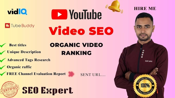 Gig Preview - Rank youtube organic video seo optimization with vidiq  and tubebuddy