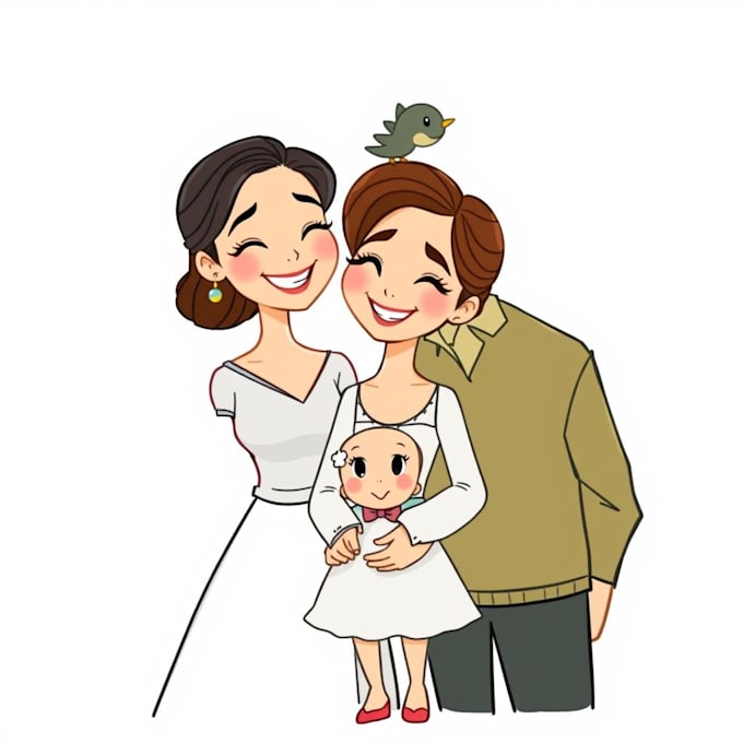 Gig Preview - Draw disney family couple cartoon portrait