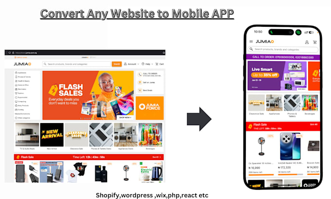 Gig Preview - Convert website into app, professional android and ios mobile app with webview