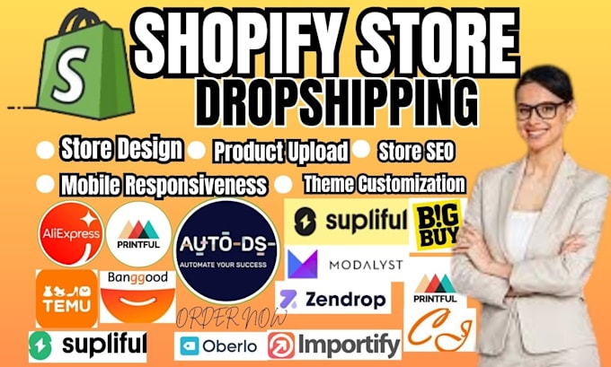 Gig Preview - Build automated shopify dropshipping store design via autods zendrop spocket cj