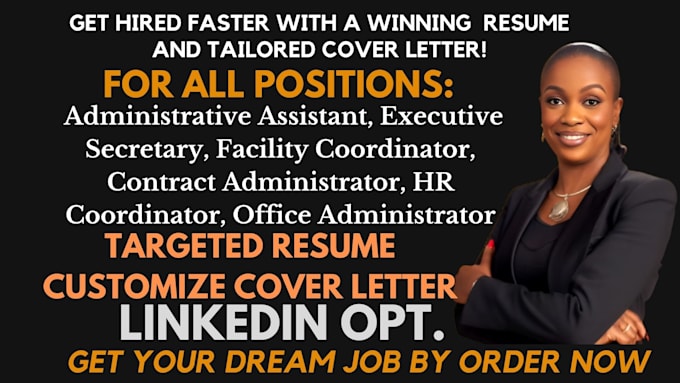 Gig Preview - Write ats resume for administrative resume HR manager sdr executive secretary CV