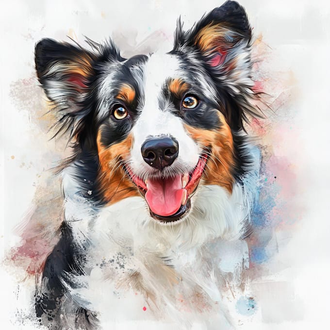 Gig Preview - Draw custom digital oil painting, watercolor style pet portrait