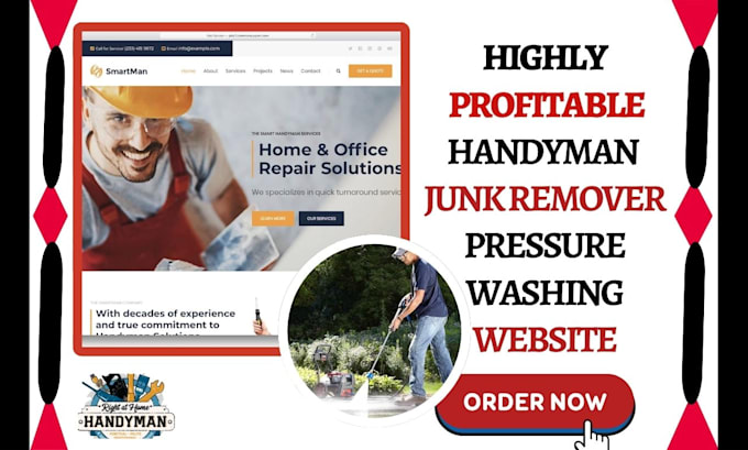 Gig Preview - Design handyman, junk, cleaning, painting, pressure washing service website