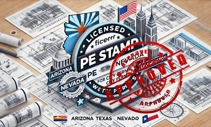 Gig Preview - Do licensed arizona pe stamp, texas, nevada, washington for city permit