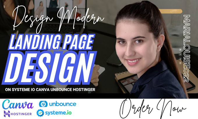 Gig Preview - Design modern landing page on systeme io canva unbounce hostinger