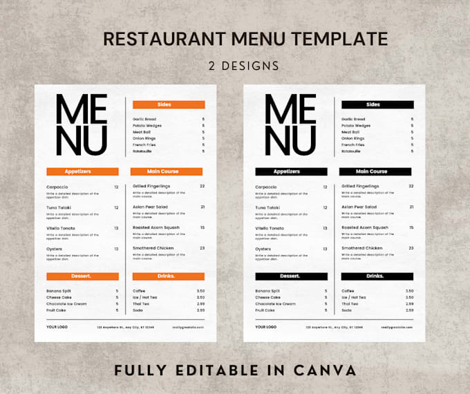 Gig Preview - Design professional, attractive, and custom menus for restaurants and cafes