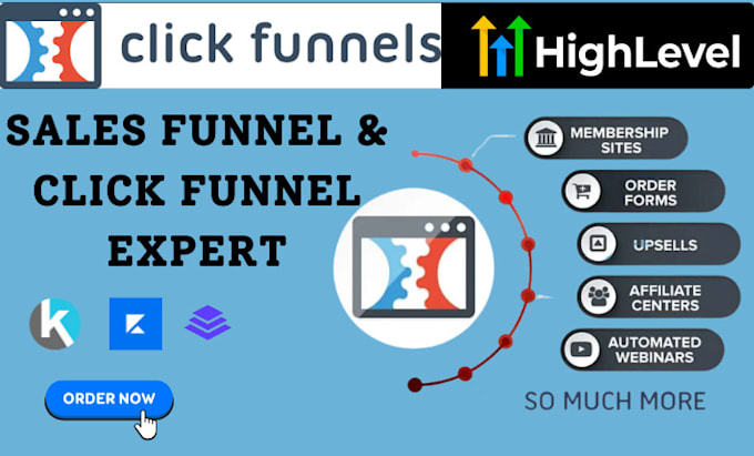 Gig Preview - Build gohighlevel website sales funnel, workflow with clickfunnel automation