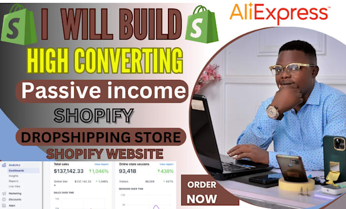 Gig Preview - Build a high passive income shopify dropshipping store, shopify website