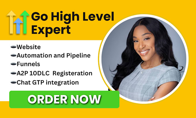 Gig Preview - Gohighlevel landing page go high level website funnel a2p 10dlc registration