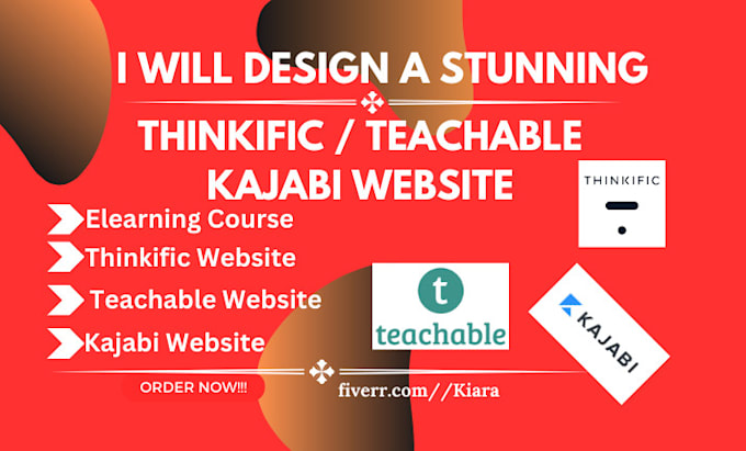 Gig Preview - Setup a stunning thinkific, teachable, kajabi elearning online course website