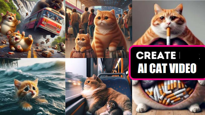 Gig Preview - Create ai cat sad story for your tiktok or youtube channel, ai video creation